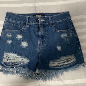 "REWASH" - Denim Distressed shorts